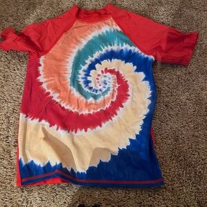 Lands' End Orange and Multicolor Rash Guard